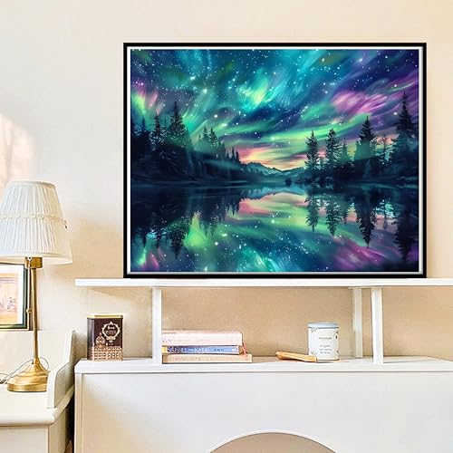 Hutarosl Paint by Numbers for Adults-Aurora Paint by Number Canvas for Adults,Starry Sky Paint by Number Adult,Aurora DIY Oil Painting Kits for Gifts Home Decor 16x20in - color: Aurora, size: 1 Pack - 16x20 inches
