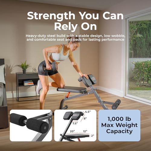 Sunny Health & Fitness Multi-Function Roman Chair - color: Black