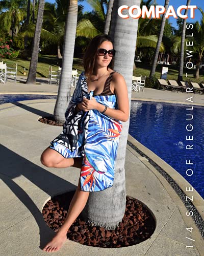 ECCOSOPHY Microfiber Beach Towel - Quick Dry, Sand Free and Oversized 71x35 | Super absorbent, lightweight, swimming, gym, extra large, pool, cruise, camping, yoga, travel, compact, carry bag, vacation - color: Tahiti