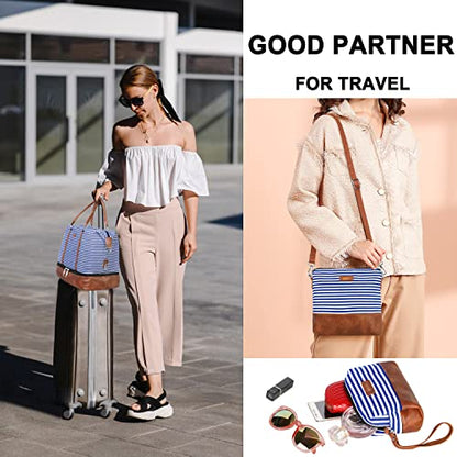 IBFUN Weekender Bags for Women, 21" Travel Duffle Bag with Shoe Compartment - color: A3-Blue Strip