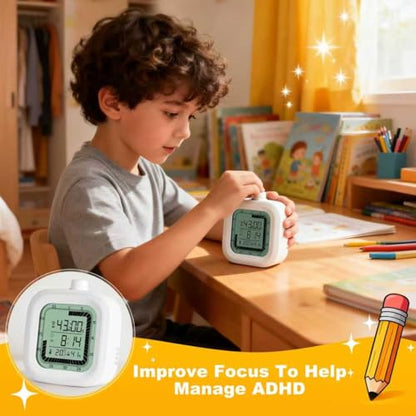 Visual Timer, 60 Minutes Countdown & Countup Timer, Digital Alarm Clock with Temperature and Humidity Monitor, 4 in 1 Multifunctional Desk Clock for Kids Study, Kitchen, Office and Home,Blue - color: Glue