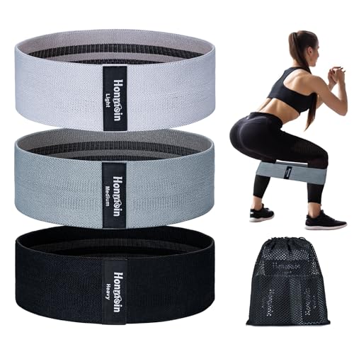 Resistance Bands for Working Out, 3 Levels Fabric Exercise Bands Set | Workout Bands Set for Women Men, Hip Legs Booty Bands for Home Fitness, Gym, Yoga, Pilates - color: Black