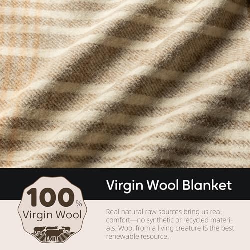 Molithe 100% Wool Blanket, 62" x 86", Warm, Thick, Military, Camping Gear - color: Walnut Brown