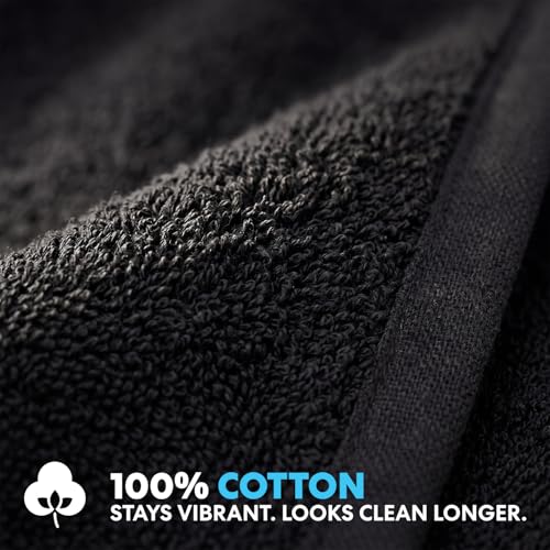 Simpli-Magic Cotton Hand Towels, 16"x27", Black, Not Bleach Proof, 12 Count - color: Black, size: 16 in x 27 in