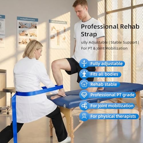 Mobilization pt Belt 2026 New with Adjustable Thick Pad - Mobilization Belt Physical Therapy, Exercise Stretch Straps for Physical Therapy Designed for Physical Therapist, Stretching - color: Blue