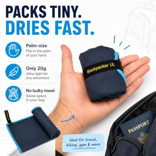 Elite Trail Magic Backpacking Ultralight Quick Dry Microfiber Soft Fast Drying Hand and Face Towel Wash Cloth Camping Yoga Hiking Active Lifestyle Small - color: Navy