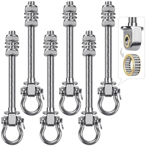 SELEWARE 6 Pcs Heavy Duty Bearing Swing Hangers Stainless Steel Swing Hooks - color: 6 Pack Bearing Hangers (7" X M2/5" Threaded Rod)