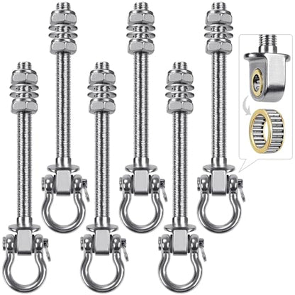 SELEWARE 6 Pcs Heavy Duty Bearing Swing Hangers Stainless Steel Swing Hooks - color: 6 Pack Bearing Hangers (7" X M2/5" Threaded Rod)
