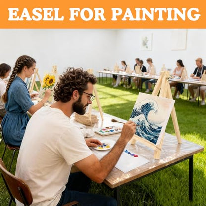 4 Pack 9 Inch Wood Easels, Tripod, Table Top Easels for Painting, Art Crafts Painting Party Easel, Student Tabletop Easels Stand for Painting, Portable Mini Canvas Photo Picture Sign Holder