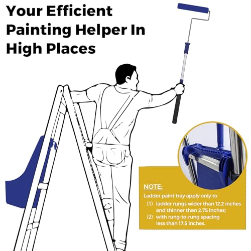 15pcs Paint Roller Kit - 12" Ladder Paint Tray, 9" Extendable Paint Roller (18-36 Inch), 4" 2" Mini Roller Frame with Microfiber Covers, Large Paint Kit for Painting Walls, Ceilings, Floors