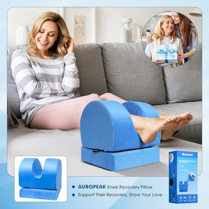 AUROPEAK Knee Replacement Pillow, Adjustable Leg Elevation Pillow, Blue
