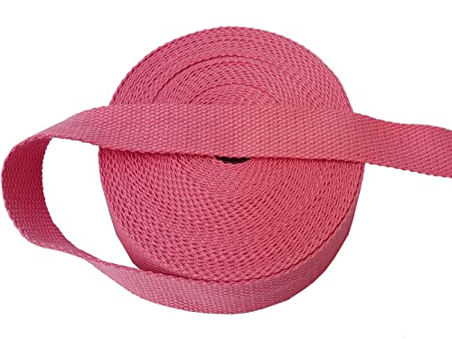 1 Inch Cotton Webbing 10 Yards Cotton Strap for Tote Canvas Bags Crafts Sewing (2086 Pink) - color: 2086 Pink