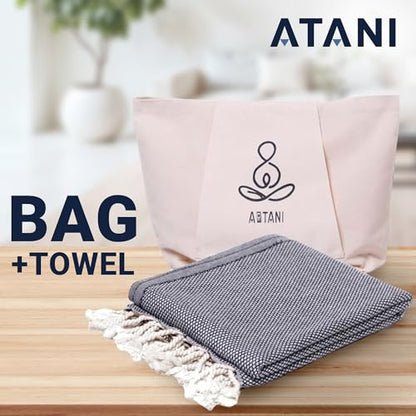 ATANI Turkish Beach Towel, Converts to a Bag, Oversized 100% Cotton Bath Towels Lightweight Quick-Dry Beach Blanket for Travel, Picnic, Camping, Yoga and Pool (Black + Bag, 35 inc x 69 inc) - color: Black + Bag, size: 35 inc x 69 inc