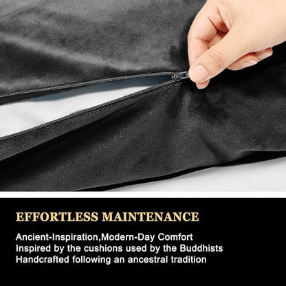 Meditation Zafu Cushion Set,Removable Machine-Washable Luxury Velvet Cover (Black（Only Cover）) - color: Black（only Cover）