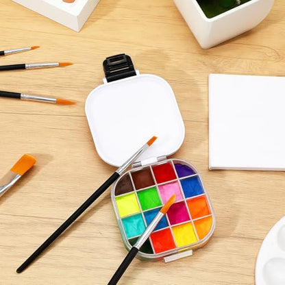 4 Pcs Airtight Paint Storage Palette Box 16 Wells Stay Wet 4.4x3.5x1 in Small Paint Palette with Lid Acrylic Storage Container Tray for Watercolor Gouache Oil Painting Art