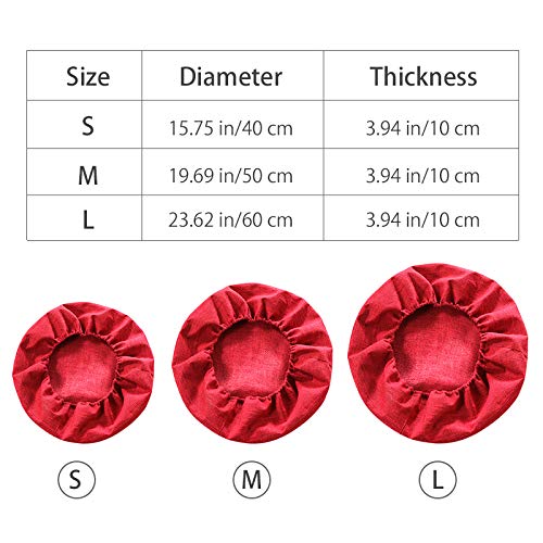 Round Floor Pillow Cover Tatami Floor Cushion Cover Straw Japanese Futon Cover Meditation Seating Ottoman Throw Protector for Living Room Indoor Outdoor Red,19.69 inches - color: Red, size: 19.69 inches