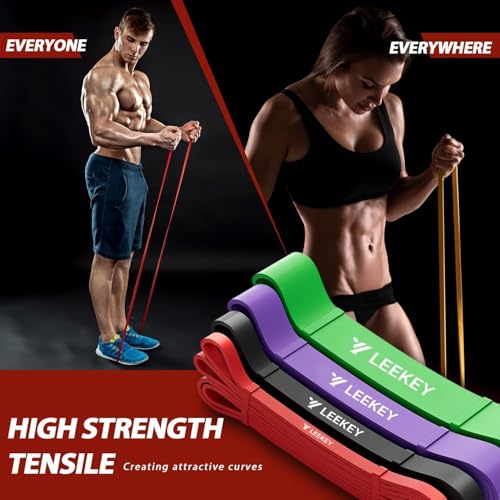 Resistance Bands for Pull Up Assist, Stretch Bands & Exercise Workout Set - color: 15-125LBS COLOR+Grip