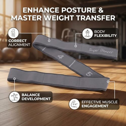 Exercise Strap Yoga Stretch Assist Strap with 8 Numbered Loops, Band for Yoga Pilates Dance and Gymnastics Workout, People Dancing Assistance(Grey)