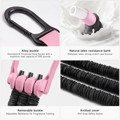 Innstar Pull Up Assistance Bands, Heavy Duty Resistance Band for Pull Up Assist, Adjustable Resistance 165-265lbs with Fabric Feet/Knee Rest, Pull Up Bands Assistance Bands - color: Pink 265lbs adjustable