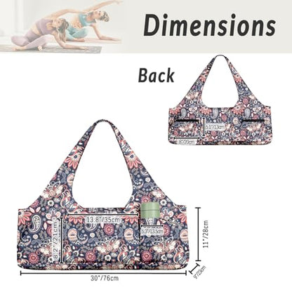 Yoga Mat Bag for Women Men Large Yoga Bag Travel - color: Paisley Flowers