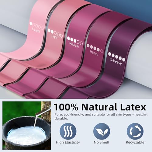 Resistance Loop Exercise Bands for Home Fitness, Yoga Pilates, Stretching, Strength Training, and Physical Therapy - Elastic Bands Set Workout Bands for Women&Men (5pcs Set) - color: Pink