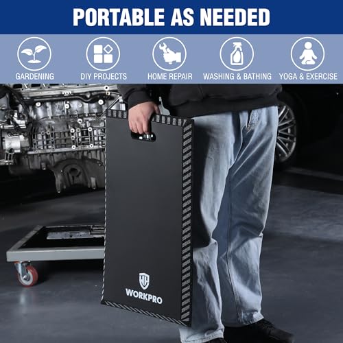 WORKPRO Extra Thick Kneeling Pad, Black, 28 x 16 x 1.2in | Soft NBR Foam Knee Cushioning, Extra Large Foam Kneeler Mat, Suitable for Auto-Repair, Gardening, Workout Supplies - color: Black