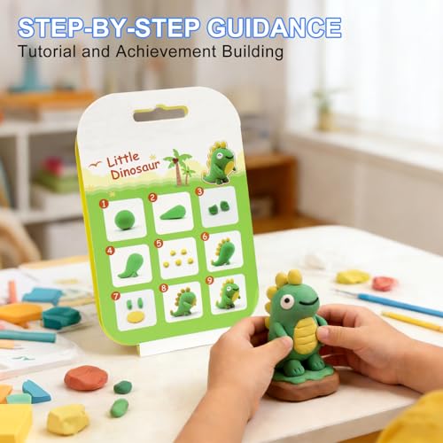 Air Dry Clay Kit for Kids: 12 Animals Clay with Sculpting Tools & Tutorials | Safe Non-Toxic, Easy to Shape, 24H Natural Drying & No Baking, DIY Modeling Craft for Boys Girls in School Class Home Party