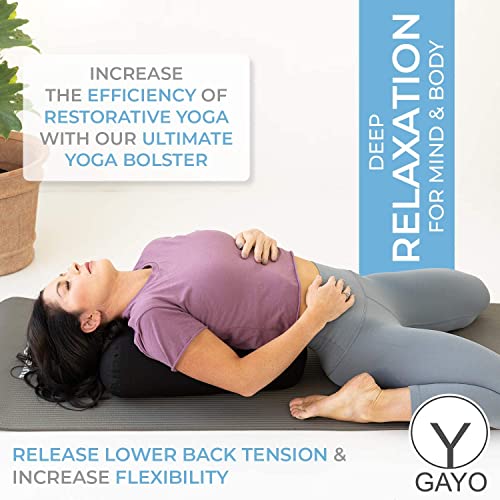 Y O GAYO Yoga Bolster - Made with 100% Cotton, Yoga Pillow Set Includes Extra Washable Cover and Carry Bag - color: Travel Size (18 x 11 x 6.5 in)