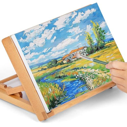 Table Easel for Painting, Adjustable Angle Art Easels Wood Table Easel Drawing and Sketching Board, 11 4/5 Inches by 8 2/3 Inches - size: Small