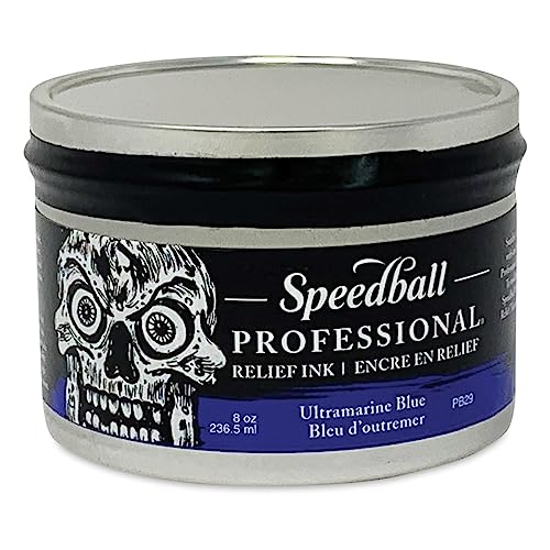 Speedball Professional Relief Ink Ultramarine Blue 8OZ - color: Ultramarine Blue, size: 8 fl oz