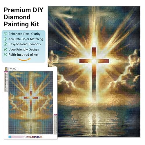 DFPSCLLA 5D Diamond Painting Kits for Adults Beginners,Cross Diamond Art Kit,DIY Full Round Drill Diamond Dot Gem Art Kits for Adults,Home Wall Decor 12x16 Inch - color: Cross