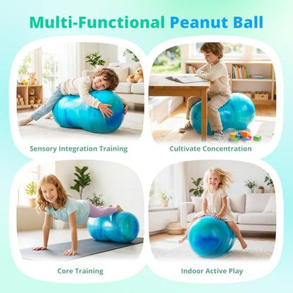 18''/20'' Peanut Ball for Kids & Adults, Anti-Burst Exercise Ball - color: Blue-green, size: 18''(45cm*90cm)