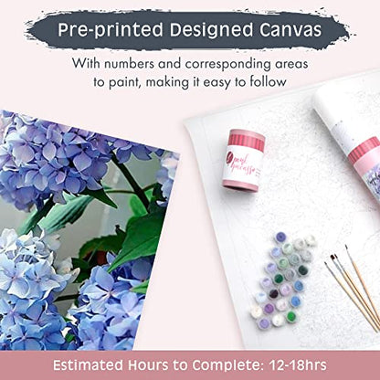 Pink Picasso Paint by Number Kit, Adults & Teens,16x20, Happily Hydrangea | Botanical Floral Collection, Acrylic Paints and Brushes included, Pre-printed high quality canvas, DIY art kit, Gift-ready - color: Happily Hydrangea