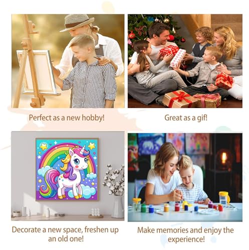 Artunion Framed Paint by Numbers Kit for Adults Beginners & Kids Ages 8-12,Rainbow Horse Paint by Number with Frame,Cute Animal Paint by Numbers Kit on Canvas 10 * 10 Inch Without Easel - color: ZXT-327-F