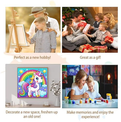 Artunion Framed Paint by Numbers Kit for Adults Beginners & Kids Ages 8-12,Rainbow Horse Paint by Number with Frame,Cute Animal Paint by Numbers Kit on Canvas 10 * 10 Inch Without Easel - color: ZXT-327-F