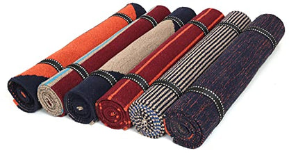 KD Willmax Yoga Mat Towel Non Slip Cotton Rug Blanket Cover with Pockets - color: RED-ORANGE