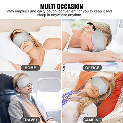 Sleep Mask w/ Cooling Gel Eye Mask, Silk Eye Mask for Sleeping, Hot & Cold Eye Masks, Blindfold Eye Cover Sleeping Mask for Home Office Travel, Yoga, Stocking Stuffers for Men Women (Grey) - color: Grey