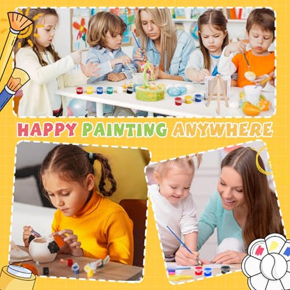 ESRICH 12 Set Mini Acrylic Paint Kit, Mini Stretched Canvas with Easel | Acrylic Paint Strips, Paint Palettes, Painting Brushes, Mini Canvas and Easel Set for Kids Artists Beginner, Gift
