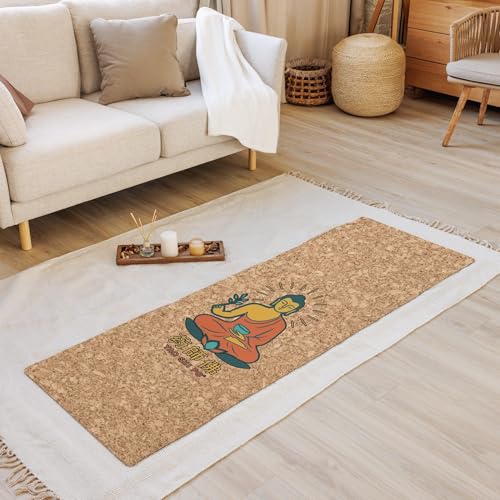 Yaoshifo Cork Yoga Mat Green Orange - 4mm FSC Cork & Natural Rubber, Excellent Grip, Sustainable Yoga Mat
