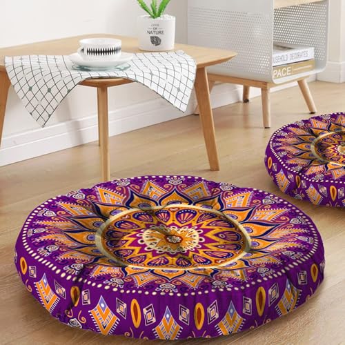 Mandala Meditation Cushion, Boho Meditation Mat, Meditation Pillows for Sitting on Floor, Cushions for Sitting in Home and Outdoor, Round Floor Pillows Cushion Seating for Yoga Accessories 22'' X 22'' - color: 10.mandala Meditation Cushion-2, size: 22x22