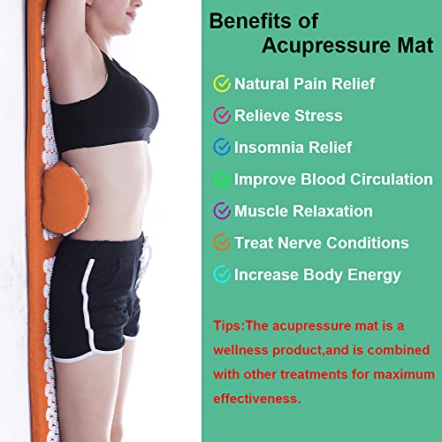 XiaoMaGe 47" Acupressure Mat and Pillow Set with Carry Bag (Orange) - color: Orange-large