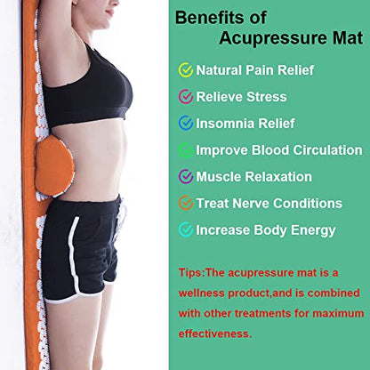 XiaoMaGe 47" Acupressure Mat and Pillow Set with Carry Bag (Orange) - color: Orange-large