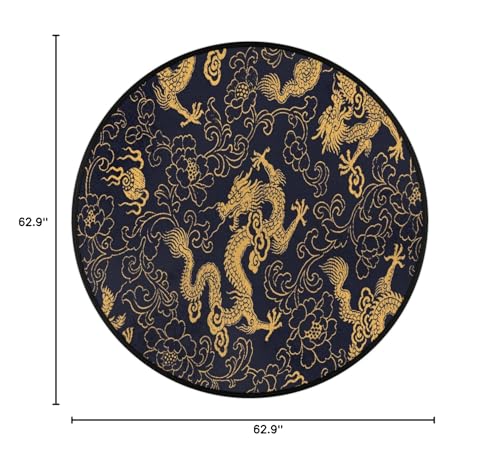 Vintage Dragon Round Area Rug 5Ft Chinese Style Dragon Circle Floor Mat - color: Dragon, size: 5 ft