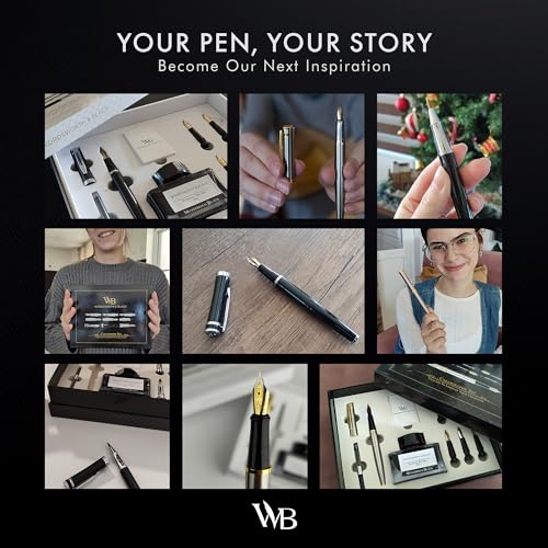 Wordsworth & Black Luxury Calligraphy Pen Set, 6 Nibs, White Rose | Fountain Ink Bottle, Cartridges & Refill Converter, Refillable, White, High End Gift for Men & Women, Journaling & Lettering - color: White Rose Gold