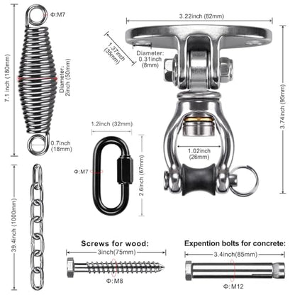 SELEWARE Hammock Chair Hanging Kit, Bearing Swing Hanger w/Spring & Chain - color: Bearing Swing Hanger With Chain & Conical Spring
