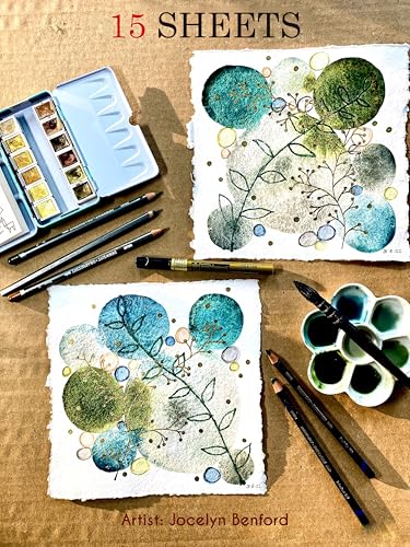 Wanderings Thick Handmade Watercolor Paper with Deckled Edge - 8" x 8" - 500GSM Premium White Cold Press Textured Mixed Media Paper Made with Recycled Cotton - 15 Sheets - color: White, size: 8x8 inches