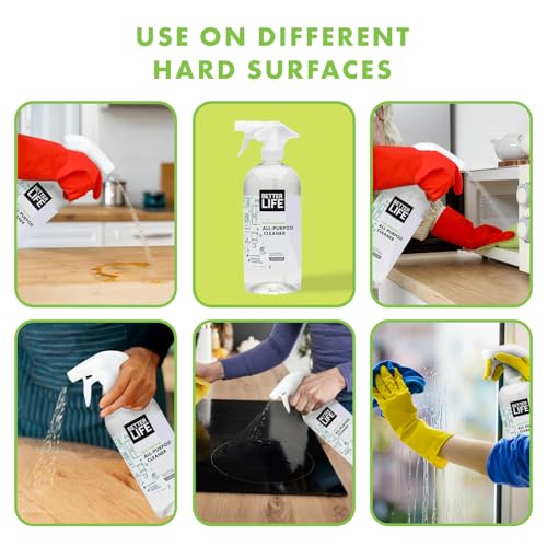 Better Life All Purpose Cleaner - Multipurpose Home and Kitchen Cleaning Spray for Glass, Countertops, Appliances, Upholstery & More - Multi-surface Spray Cleaner - 32oz (Pack of 2) Unscented - size: 32 Fl Oz (Pack of 2)