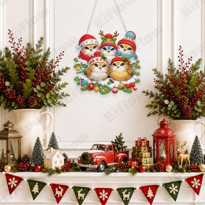 Eiflow Acrylic Diamond Art Hanging Kit for Adults, DIY Diamonds Painting Door Hanger Board Kit, Special Crystal Diamond Art Painting Pendant Ornament (Christmas Bird) - color: Christmas Bird