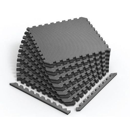 Norsk Reversible 3/4" EVA Foam Gym Floor Tiles, Gray/Black, 40-Pack - color: Gray/Black, size: 40 Tiles - 160 Sq. Ft.