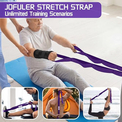 Stretching Strap for Physical Therapy and Home Rehab, 10 Loops - color: Purple
